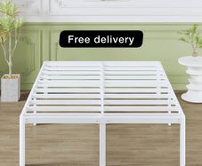 High White Double Bed Frame 4ft 6 with Rounded Corners