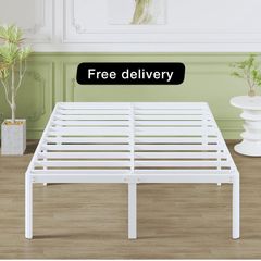 High White Double Bed Frame 4ft 6 with Rounded Corners