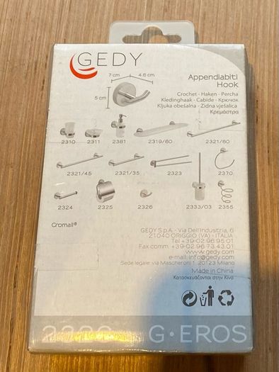 Gedy 2326 Chrome Double Robe Hook.