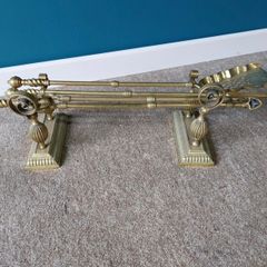 Victorian brass companion set