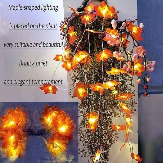 Autumn Decorations, Fairy Lights, 10 Maple Leaf Light, Garden Lights Outdoor Lights, Autumn Wreath, Christmas Decorations Halloween Decorations Leaves Decoration Thanksgiving Decorations