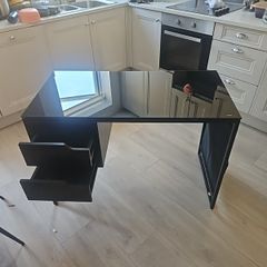Desk with tempered glass top