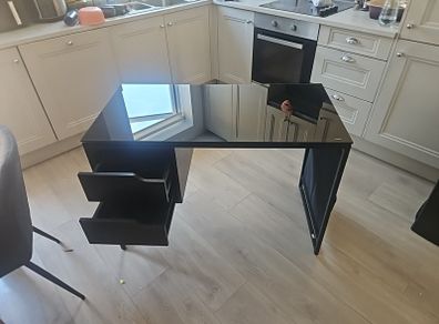 Desk with tempered glass top
