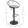 Set of 2 Neo-Retro Bar Stools, Adjustable, 360 Swivel with Metal Footrest, Black Frame, Gray Linen Image 2