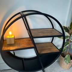 Floor shelf Circle Book shelf Black and Wood