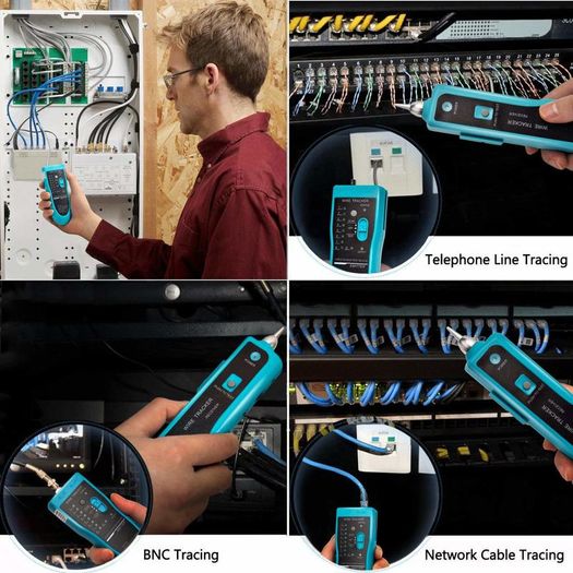 9 in 1 Network Cable Tester with Battery,Wire Tracker RJ45 RJ11 LAN Cable Toner Telephone Line Finder Cat5 Cat6 Ethernet Cable Tracer Kit Sensitivity-Adjust Continuity-Check for Cable Collation