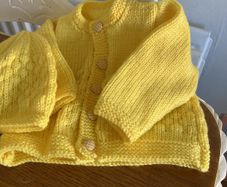 Buttercup yellow cardigan and hat 3 to 6 mths