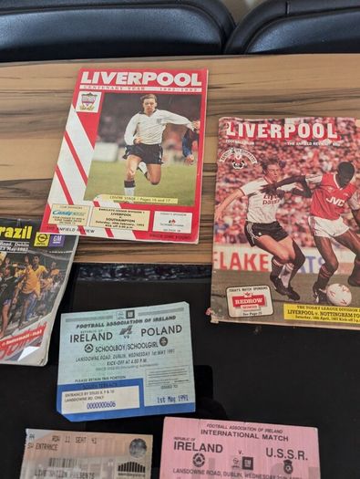 Huge 1990 80s vintage liverpool and some vintage Ireland soccer gear signed gear etc