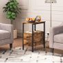 2 Side Tables, Narrow Bedside Rustic Brown Image 9