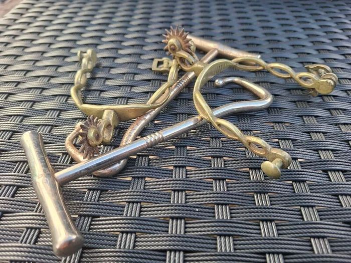 Antique pair of Brass Military Spurs with Boot Hooks
