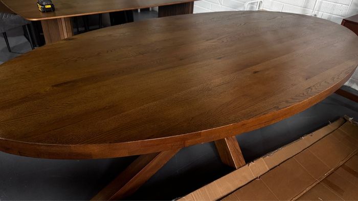 Extra Large 220cm Oval Oak Dining Table Ex Display Like New