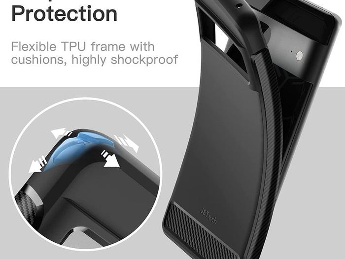 Slim Fit Case for Google Pixel 7, Thin Phone Cover Matte Finish with Shock-Absorption and Carbon Fiber Design (Black)