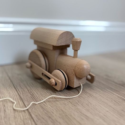Pull along wooden toy train