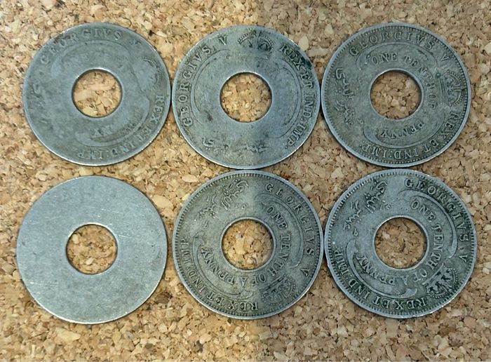 West Africa 1/10 Penny coins (6)