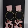 Pastel Pink Leopard Print Geometric Earrings Image 10