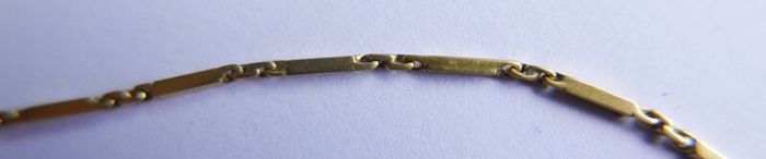 Antique Solid 18K Yellow Gold Bar-Link Chain Necklace length 23" - 5,6g