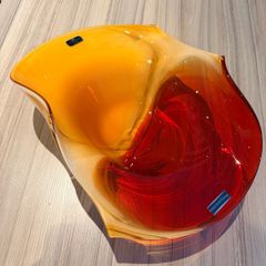Large Newgrange Living Art Glass Bowl. Amber Red  37cm Handmade Excellent Condition