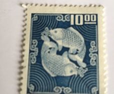Old China stamp - Carp