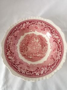 MASONS Red White Patent Ironstone "Vista"   Soup Rimmed Bowl