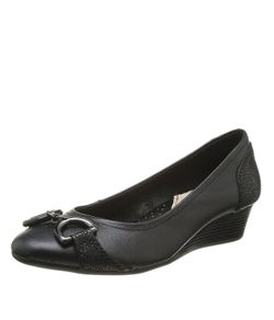 Hush Puppies Candida Pump Black Leather Low Wedge Shoes New With Box UK3 CAN POST