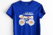 Pre Owned Electric Blue "New Adventures" Daisy Graphic Tee