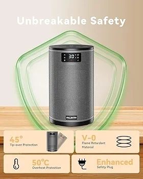 Electric Heater 1500W Space Silent Heaters for Home Low Energy, 4 Modes Portable Ceramic Fan Heater with Thermostat, Overheat & Tip Over Protection, 8H Timer, for Bedroom Indoor Use