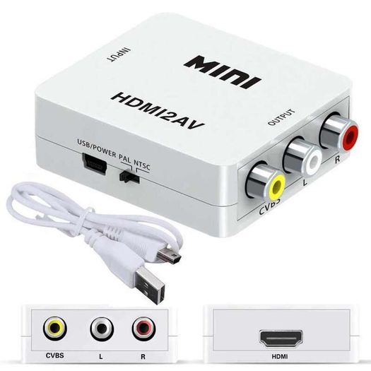 HDMI TO RCA AV Composite 1080p Video Converter Box Adapter CVBS Scaler