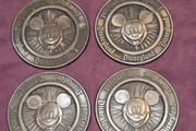 Set of 4 Pewter Mickey Mouse Coasters - Made in USA