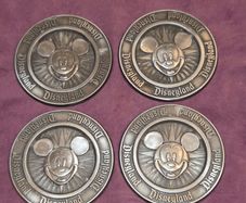 Set of 4 Pewter Mickey Mouse Coasters - Made in USA