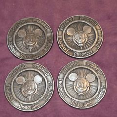 Set of 4 Pewter Mickey Mouse Coasters - Made in USA