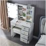Large Dressing Table with Hollywood Mirror and LED Lighting Set, 6 Drawers, 3 Storage Cabinets, Includes Chair, for Bedroom and Vanity Room (Wooden Handles) Image 2