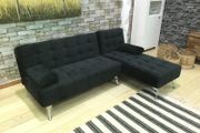 Black Velvet Nordic Comfort Chaise Sofa,198cm