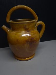 Vintage Vallauris France Glazed Ceramic Watering Can Vase