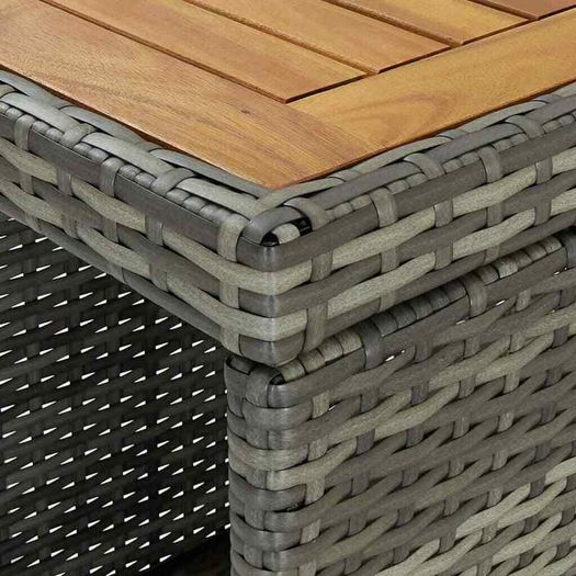 Bar Table with Storage Rack Grey Poly Rattan - Free Delivery Nationwide