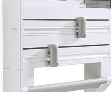 Parat Plus Kitchen Roll Holder, Wall Mounted Roll Holder for Film, Foil and Paper, Kitchen Roll Dispenser and Cutter, White, 38cm x 31.5cm x 7 cm;
