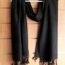 Black Trend textured Pure Block Color Scarf Shall With Tassels Ends Image 3