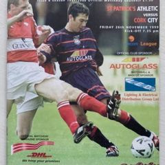 Very Rare 1999 St. Patrick's Athletic v Cork City - League of Ireland Premier Division Programme