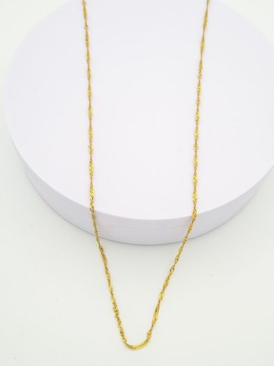925 Vintage Gold Plated Sterling Silver Italian Signed Flat Curb Diamond Cut Long Chain