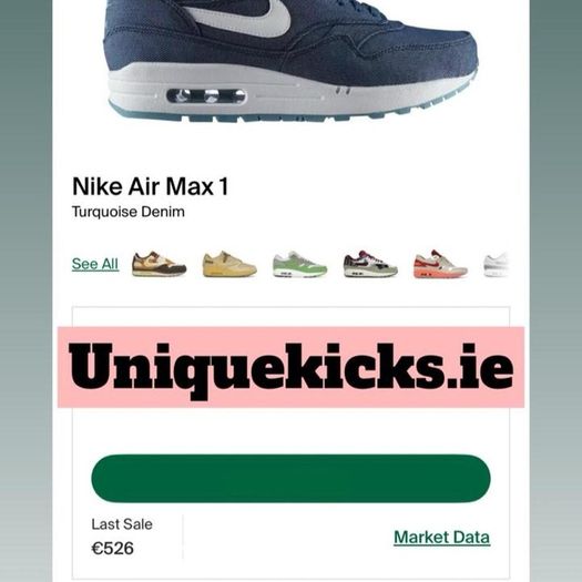 Premium Nike Air Max 1 Turquoise Denim