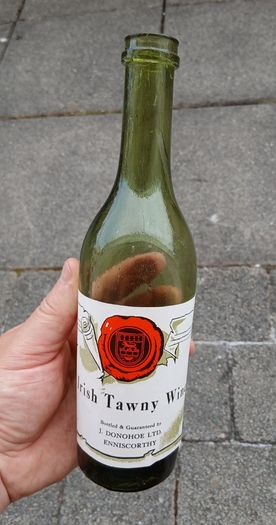 Vintage wine bottle with label Irish Tawny wine