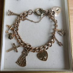 Vintage Irish Theme Gold Plated Charm Bracelet