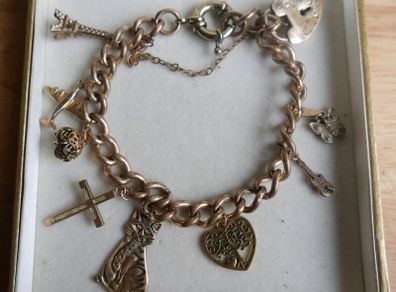 Vintage Irish Theme Gold Plated Charm Bracelet