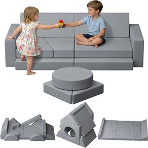 Modular Kids Sofa, 15 Pcs Toddler Sofa Chair, Soft Crystal Velvet Kids Play Couch Bed for Bedroom Livingroom, Playroom, Birthday Gift for Boys Girls