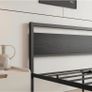 5ft King Bed Frame with Wooden Headboard,Heavy Duty Metal Platform Bed Frame King Bed Base No Box Spring Needed,Metal Slats Support Underbed Storage Space,Black,150x200cm Image 4