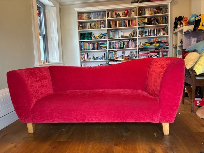 Red 'wave' 3-seater sofa from The Sofa Factory