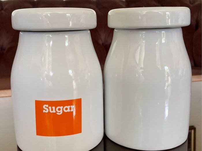 Vintage Typhoon Sugar and Tea Round Lidded Ceramic Jar Pantry Storage