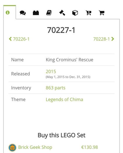 80 Euro Each!! - Lego Legends of Chima - Retired Sets
