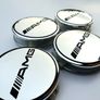 4x AMG SILVER Mercedes Benz 75mm Alloy Wheel Center Caps cap Hub Cover  E S C S CLK 75 Image 3