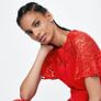ZARA red jumpsuit with lace Image 7