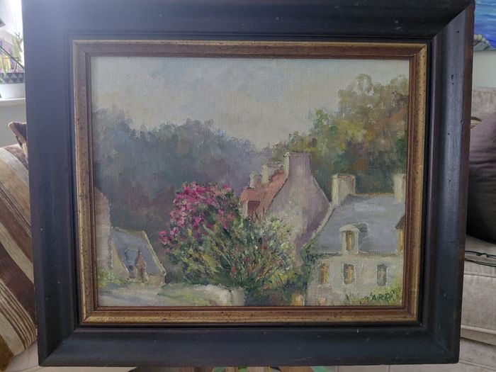 antique Beautiful French oil on canvas 45 x 52cm